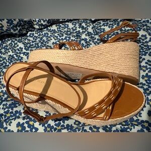 Veronica Beard Philene Platform Wedge Sandal in Caramel size 9.5